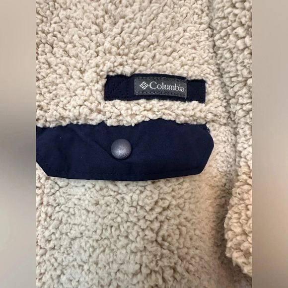 Columbia Fleece Womens Deep Pile Jacket Cream Blue Full Zip - Picture 5 of 7